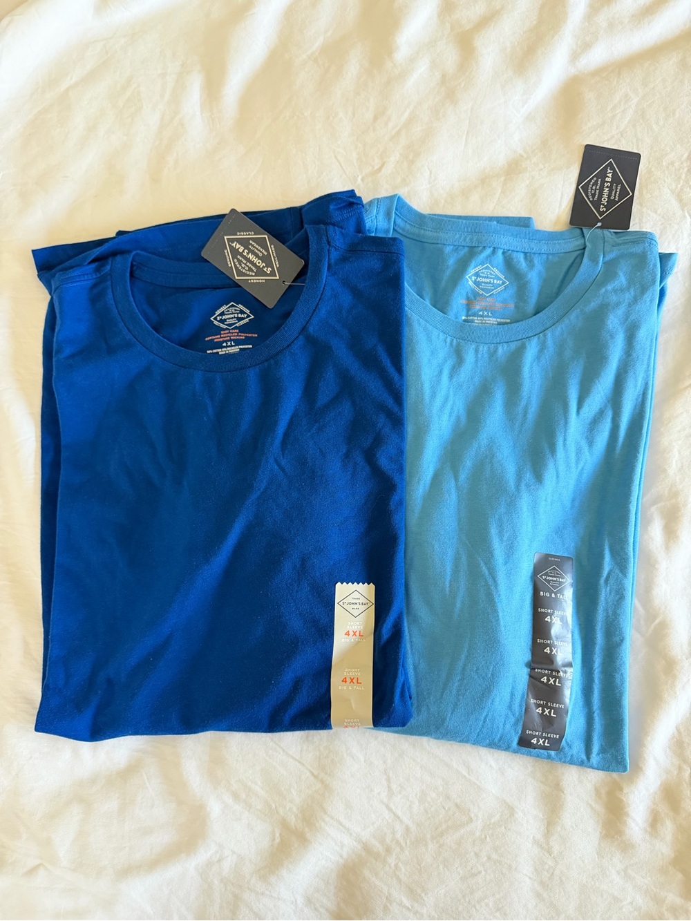 Lot of 2 St.John’s Bay crew neck short sleeve T-shirt size 4XL New Blue Tee
